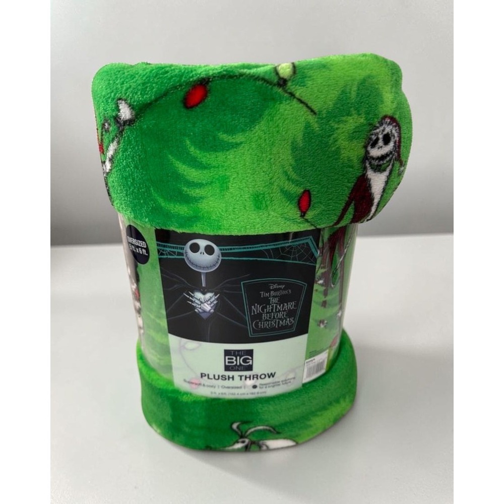 The Big One Nightmare Before Christmas Jack Sally Green Plush Throw 5 ft x 6 ft